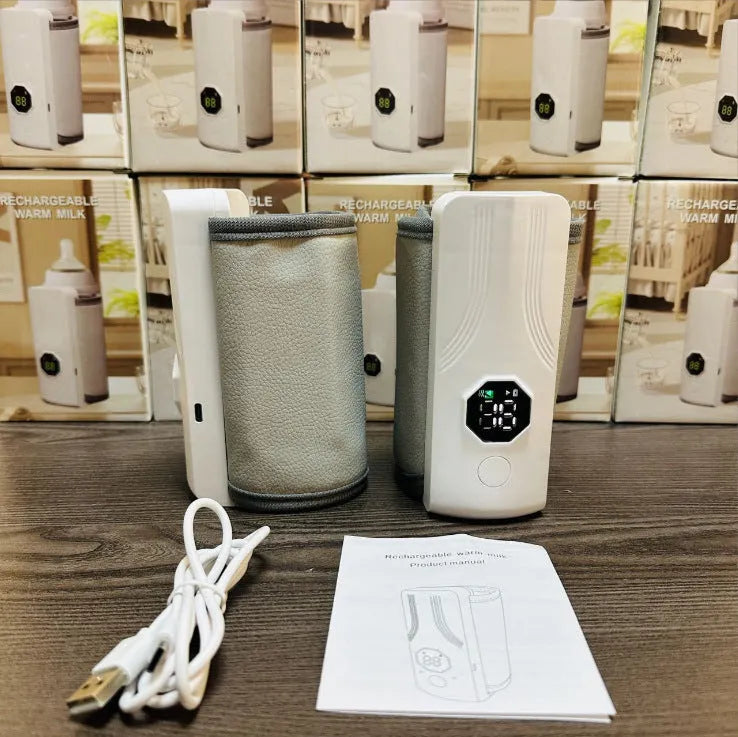 Grey and white car charger electric milk warmer with 12V plug and constant temperature heating