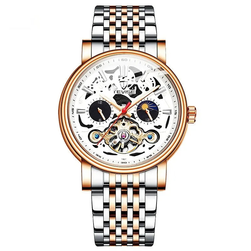 Men's tourbillon mechanical watch with luminous hands, waterproof, 16.5mm thickness