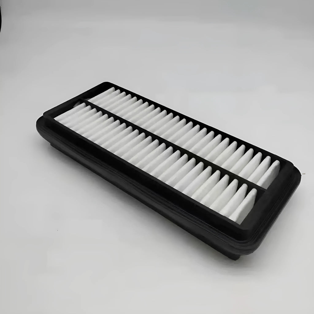 Black car air filter for Hyundai vehicles measuring 256mm x 113mm x 40mm
