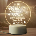 Modern minimalist LED night light with acrylic shade on a white ABS base, powered by a USB cable.