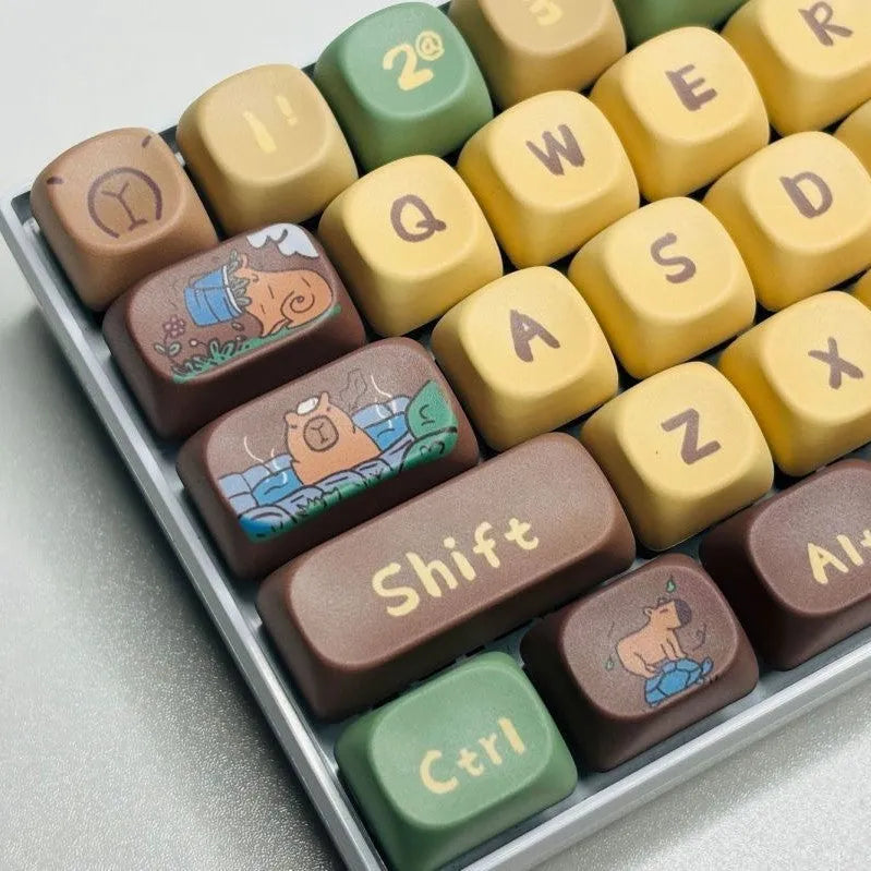 Capabala mechanical keyboard keycaps set showing 130 ABS keycaps with MOA height profile design