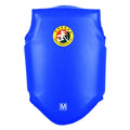 Red boxing helmet and matching one-piece chest protector for training.