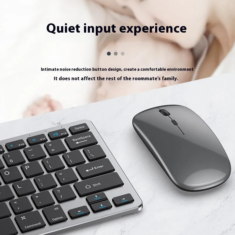 Ultra-thin wireless keyboard and mouse set in black colour with Bluetooth connectivity