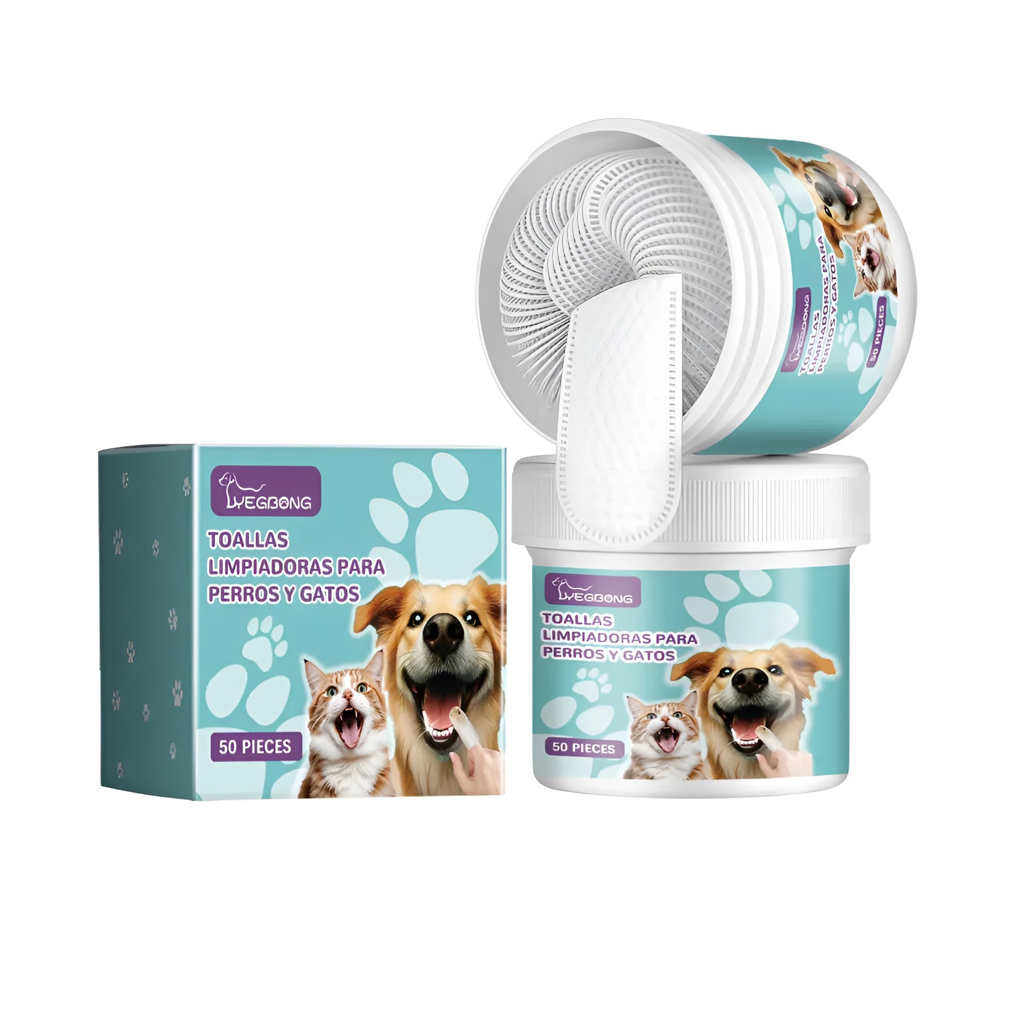 Dog dental finger holder with bamboo pad measuring 7.6 by 8.8 cm