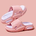Two-colour EVA slippers for couples with thick soles and leather lining in pink purple, white green, and black white options