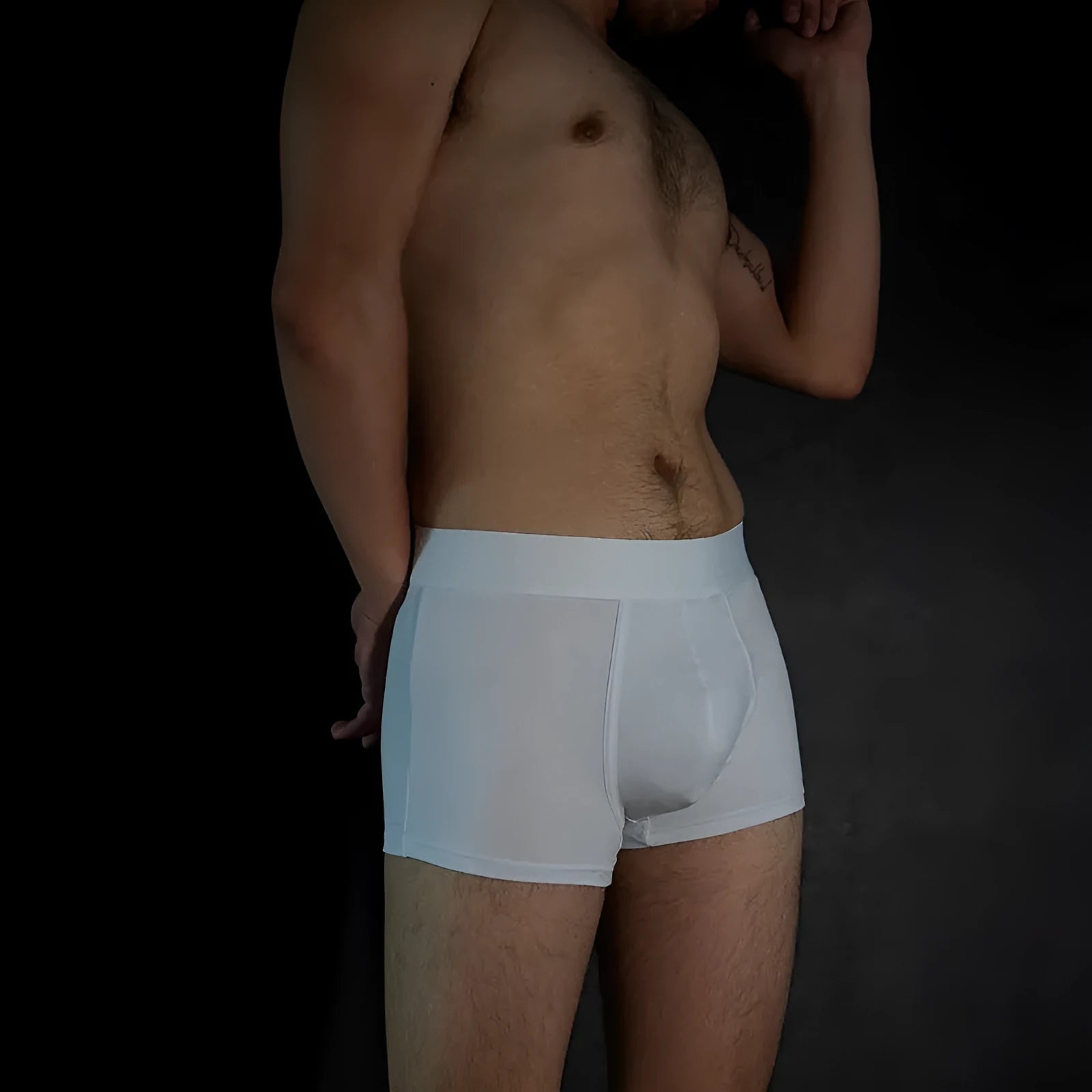 Men's solid colour cotton boxer shorts in black, white, silver grey or light green.
