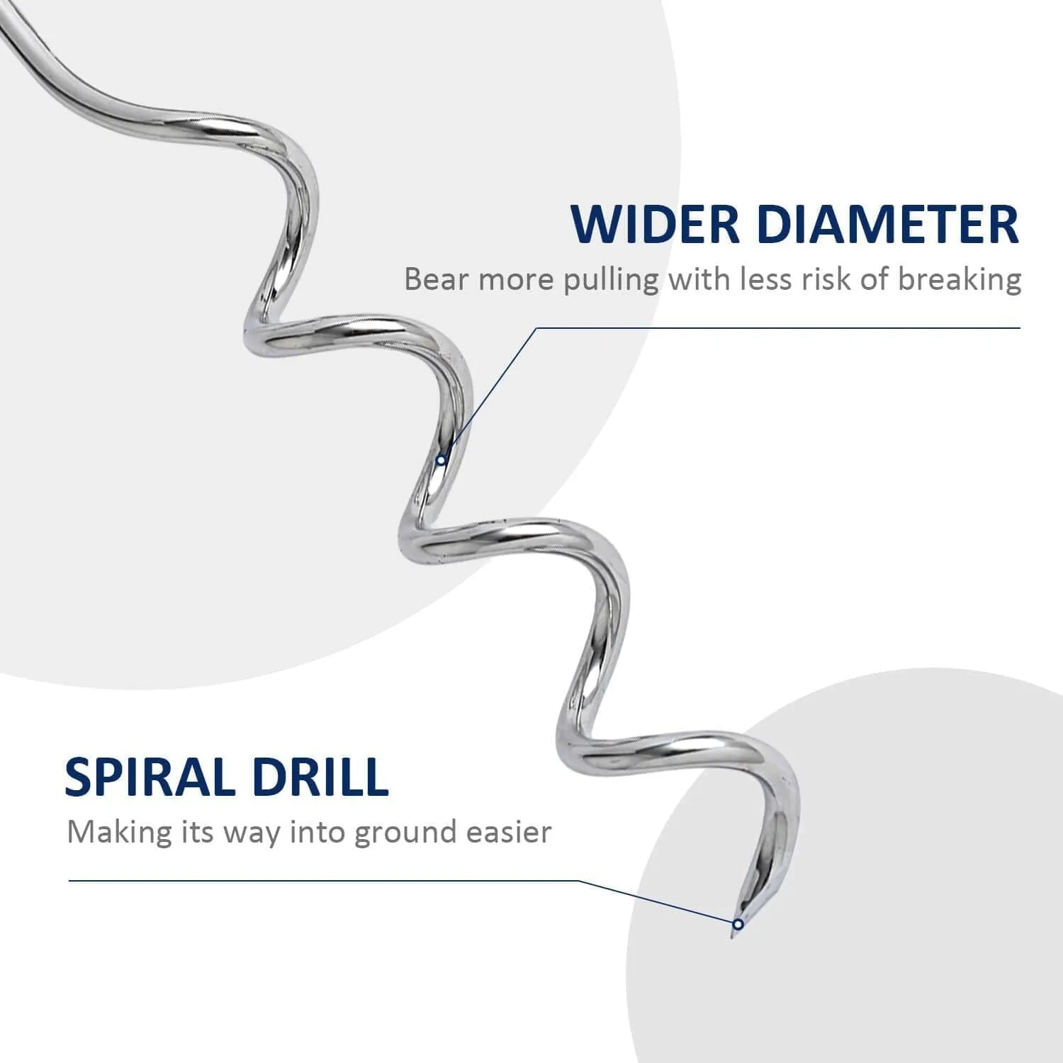 Solid steel spiral dog tie out stake for secure ground tethering outdoors.