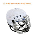 Ice hockey helmet with carbon steel face mask in sizes S M L XL