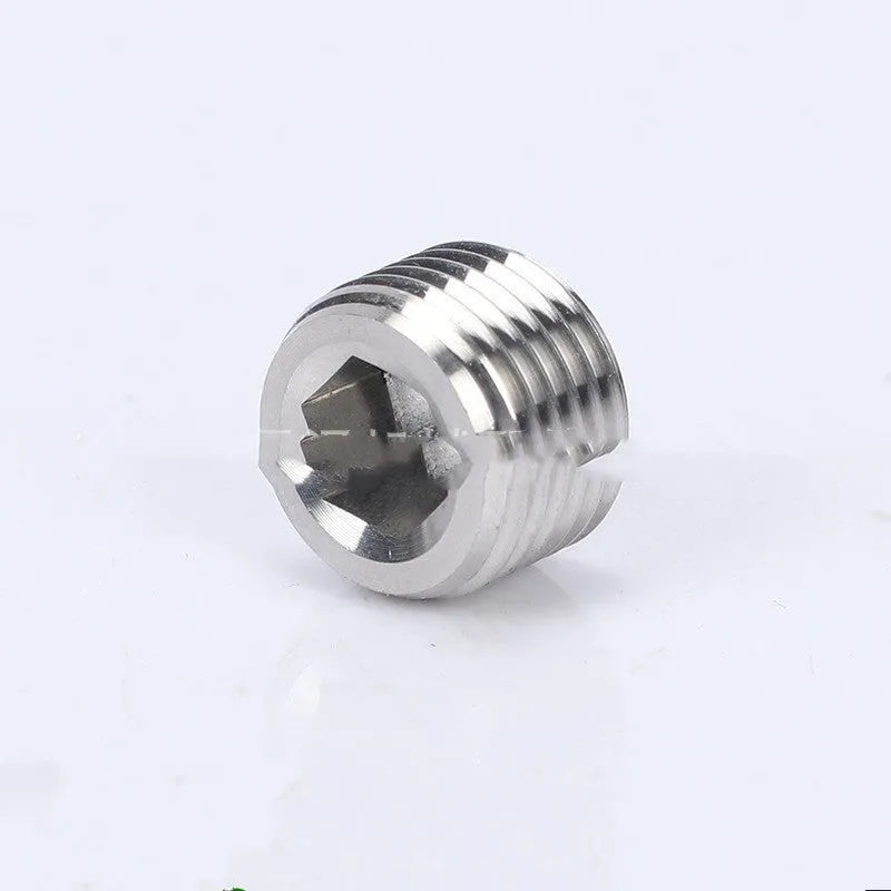 Stainless steel hexagon head pipe plug with 3/8 inch BSP thread for bulkhead sealing