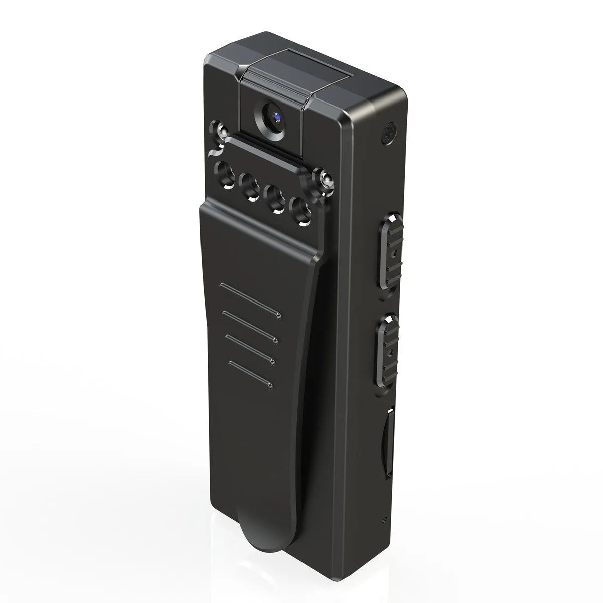 Black 1080p HD digital video camera with rotational lens for home, driving, and sports recording