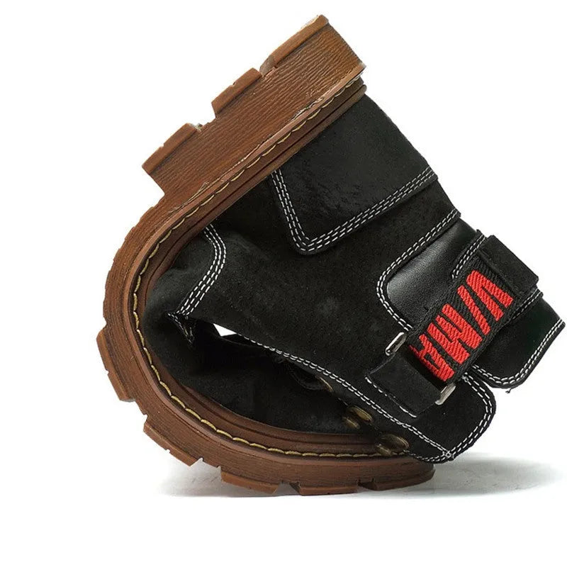 Men's black pigskin leather riding boots with lace-up lacing and a rubber outsole