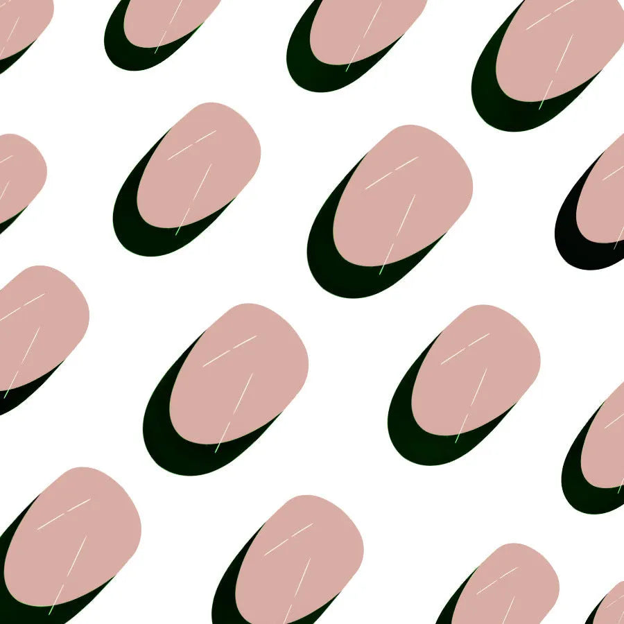 Set of 24 black French manicure false nails in a short almond shape, style J049.