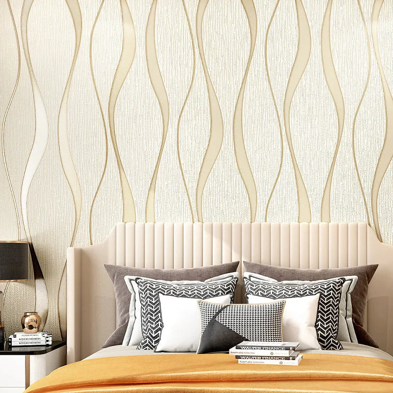 Close-up of curve stripe pattern on dark brown velvet texture 3D background wallpaper roll
