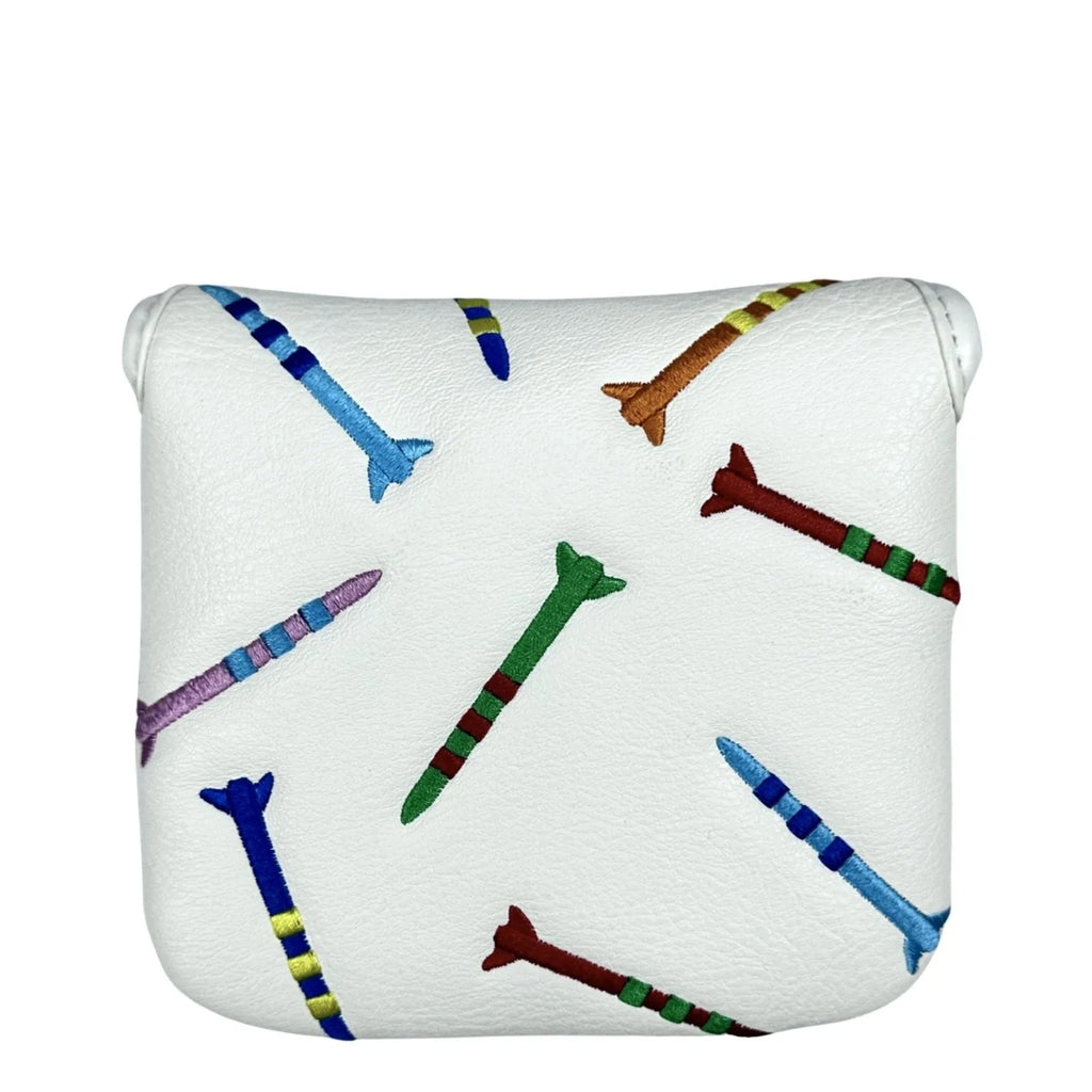 Square putter protective sleeve with rocket pattern in black or white PU leather for golf clubs