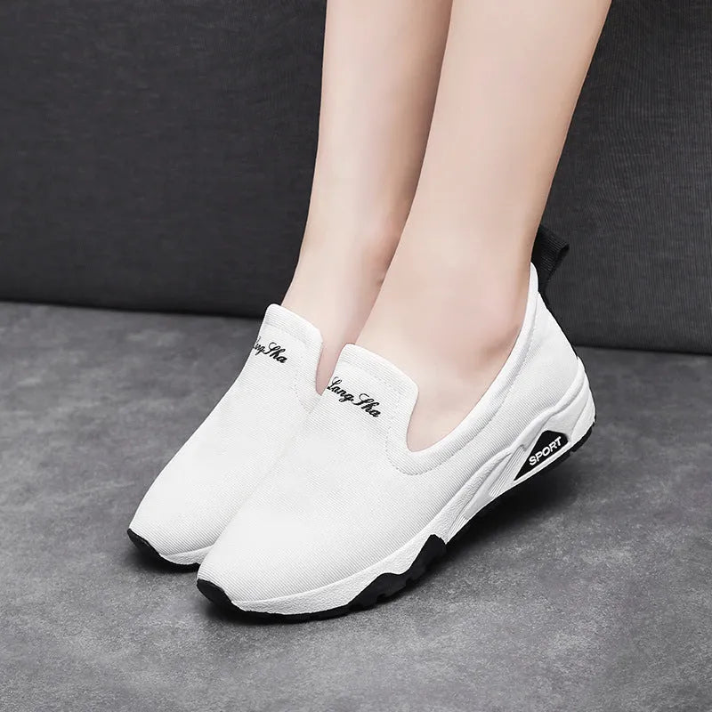Women casual canvas shoes super high heel cowhide fabric upper leather toe cap autumn