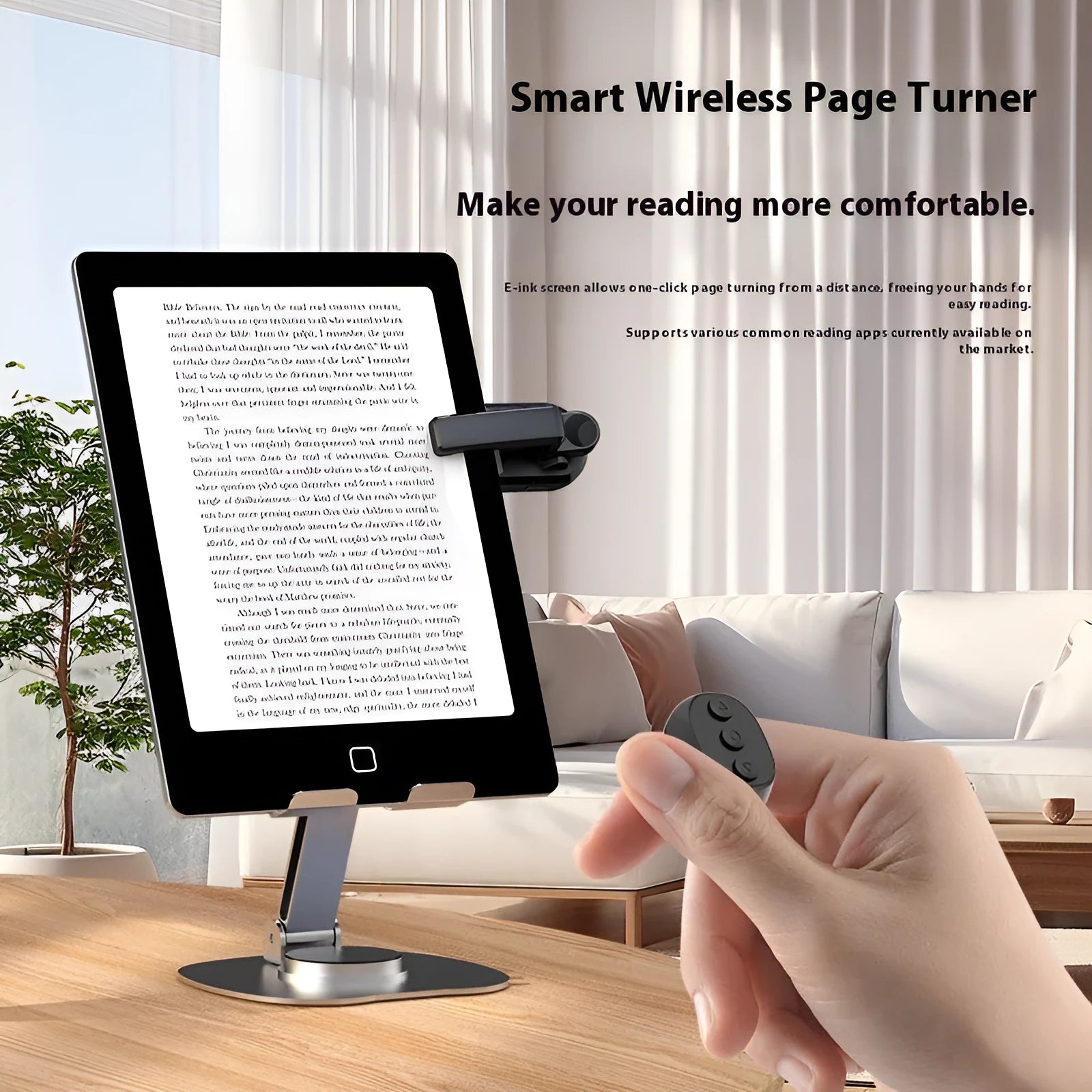 Wireless age-turner remote control with clicker for page turning on reading devices