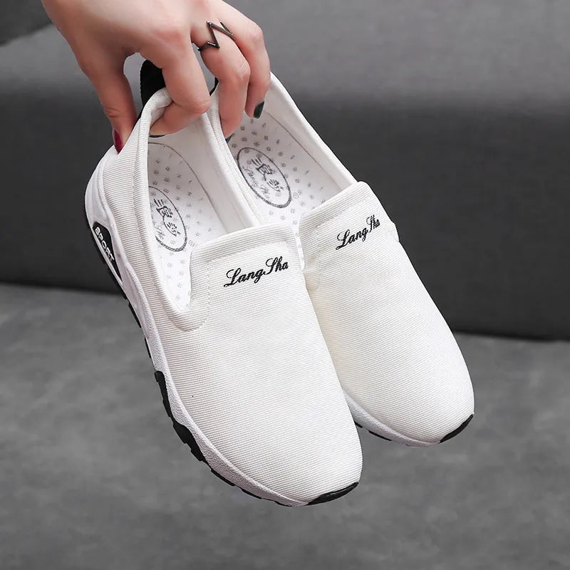 Women casual canvas shoes super high heel cowhide fabric upper leather toe cap autumn