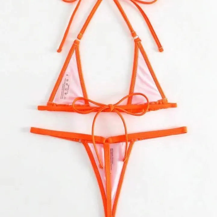 Solid colour three point bikini backless for women in white with nylon spandex fabric