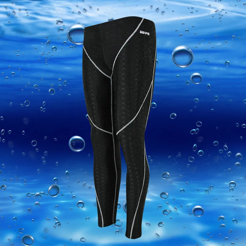 Men's black and green line nylon cropped swimming trunks with brief style for sports and fitness