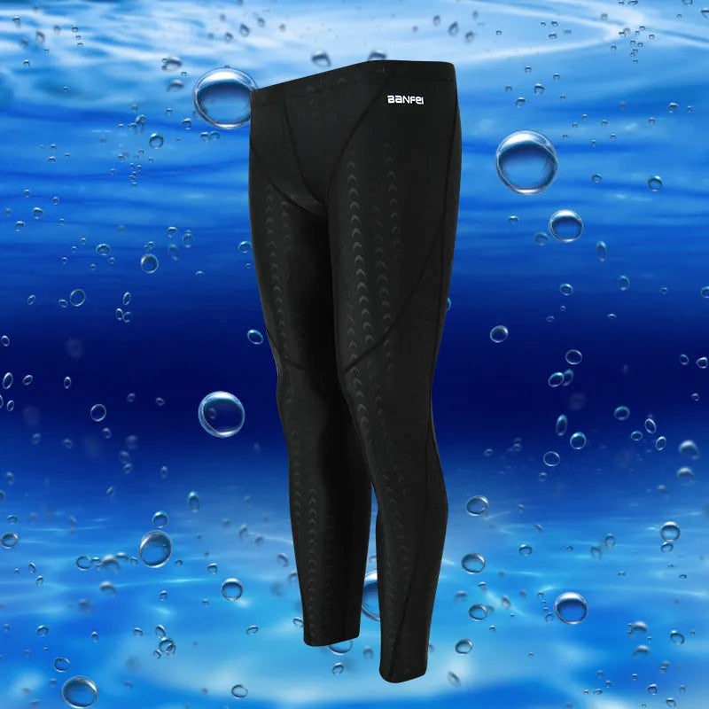 Men's black and green line nylon cropped swimming trunks with brief style for sports and fitness