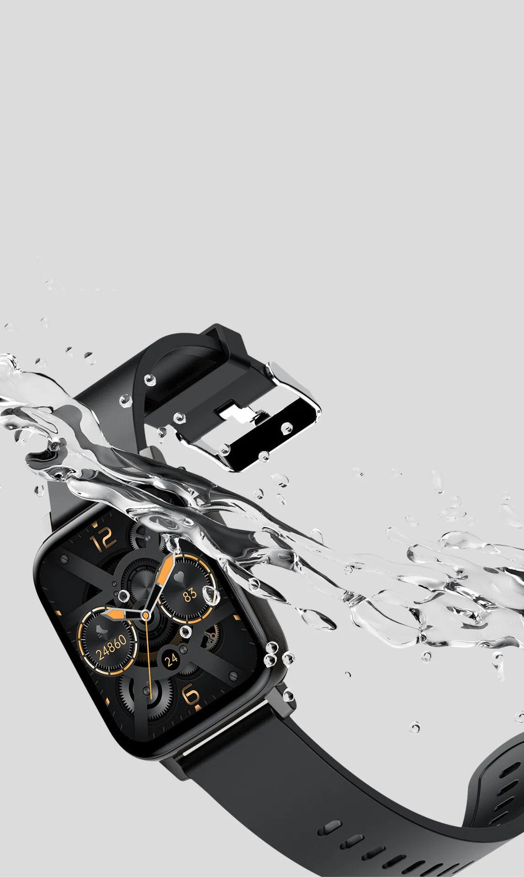 H80 smart watch with ECG and blood oxygen monitoring on a silicone strap, showing the 1.69-inch touch screen.