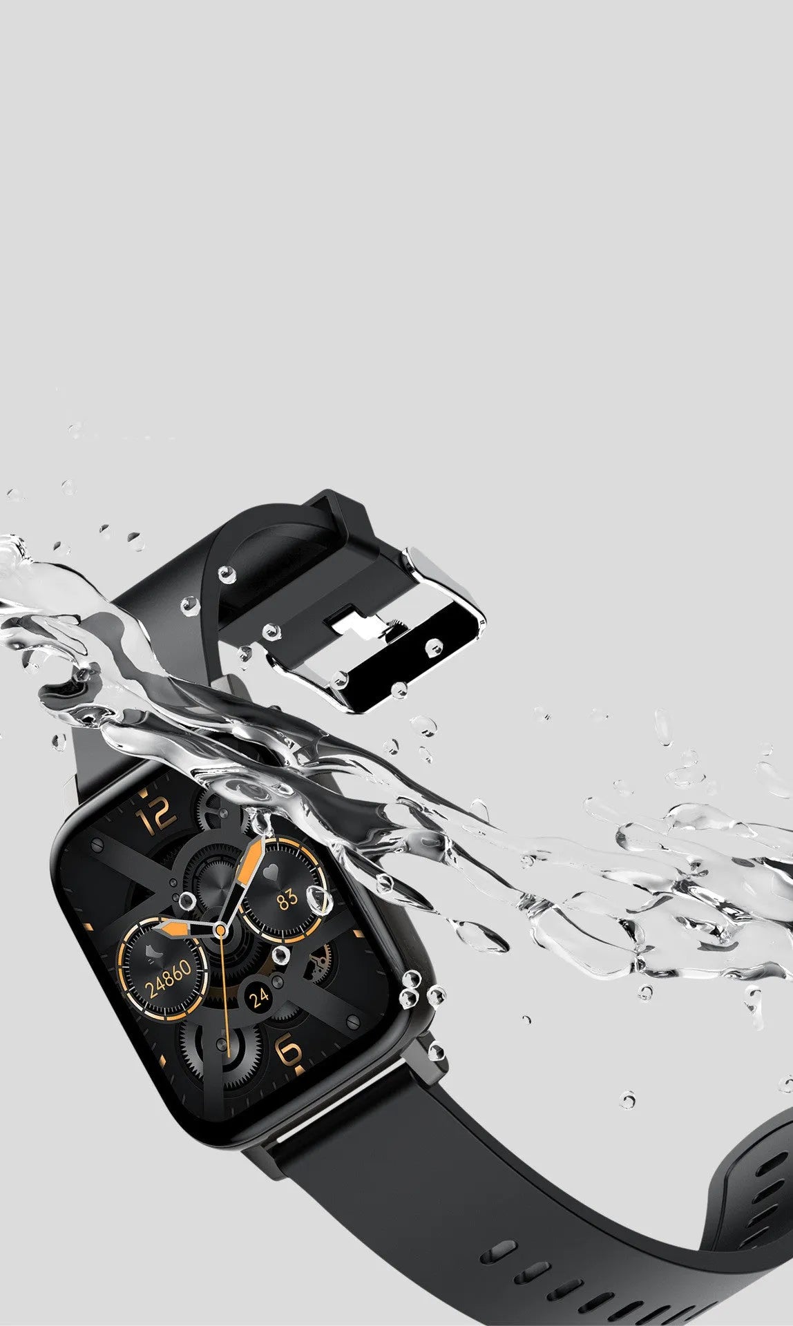 H80 smart watch with ECG and blood oxygen monitoring on a silicone strap, showing the 1.69-inch touch screen.