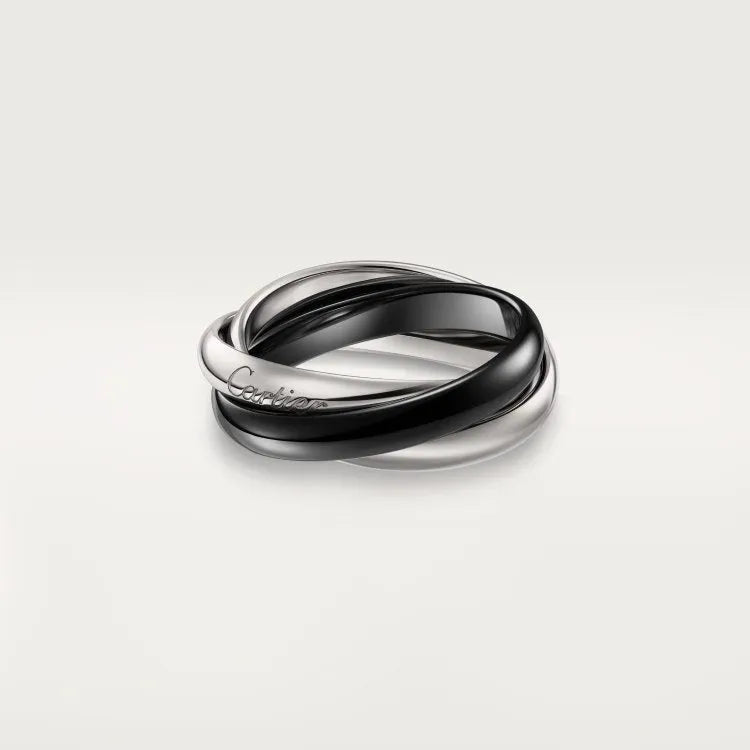 Silver couple rings with geometric U-shaped design and full diamond band option