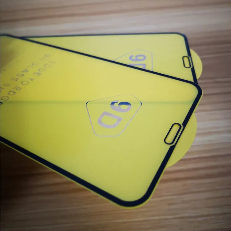 Black full coverage tempered glass screen protector for Xiaomi 10 Lite, 11 Lite, and 11T Pro phones.