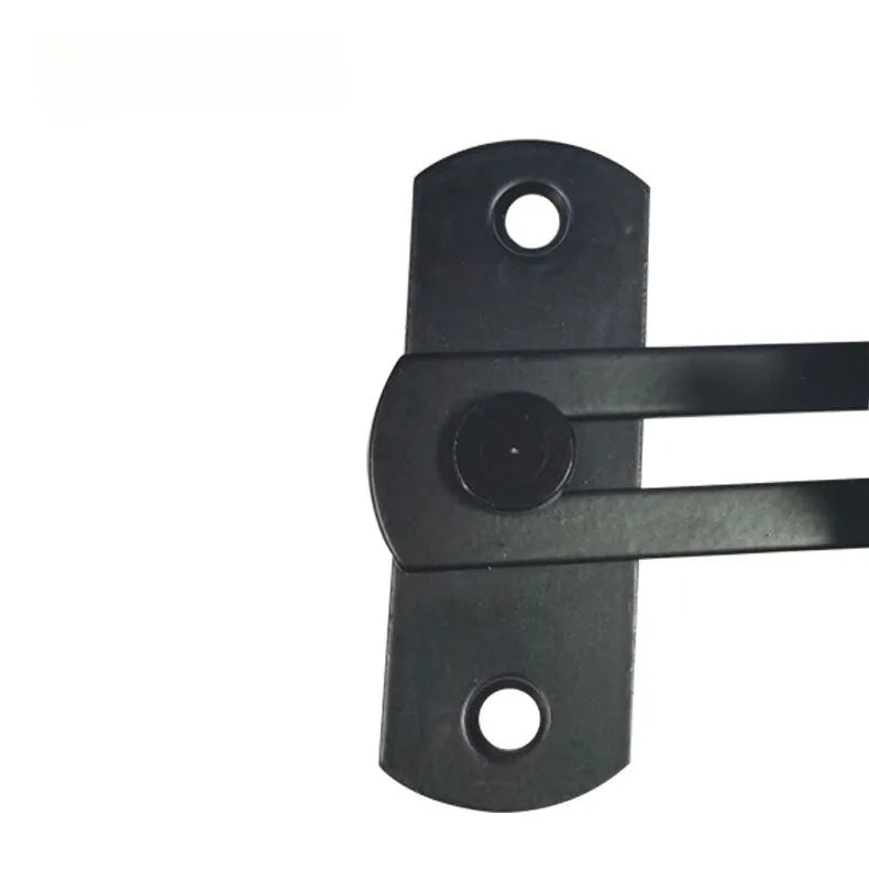Stainless steel and carbon steel sliding door lock with flat shackle for barns.