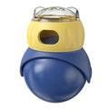 Morandi yellow and blue owl-shaped self-service cat puzzle feeder toy