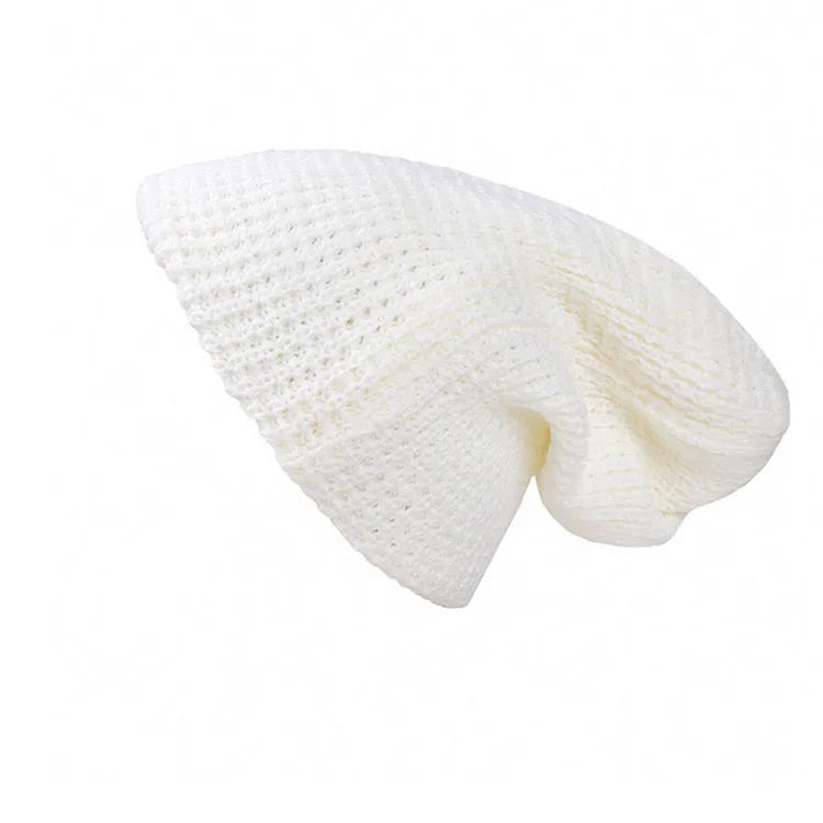 Warp-knitted wool cap with striped pattern in black, 32cm length