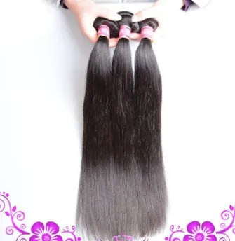 Straight human hair curtain weft with closure wig accessory in natural black colour