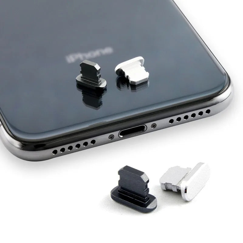 Aluminium alloy iPhone charging port dust plug in eight colour options