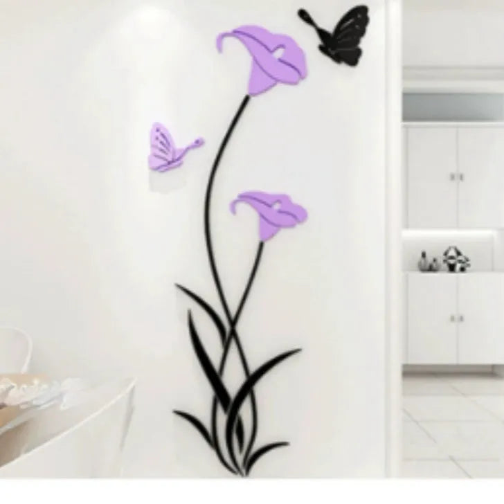 Lily design 3D acrylic wall sticker in multiple colour and size options