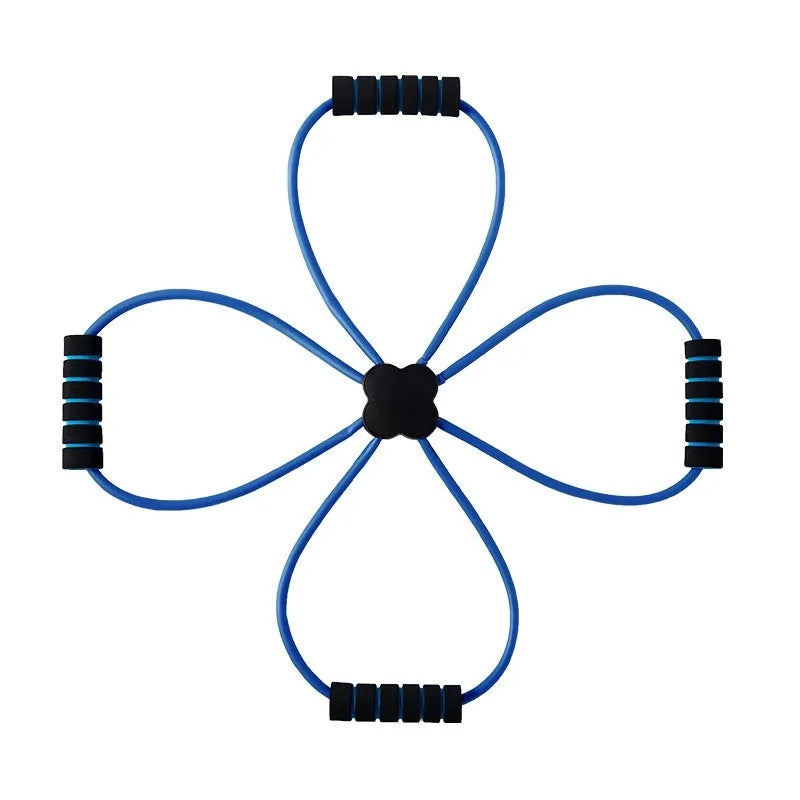 Blue eight-character puller resistance band for shoulder fitness training
