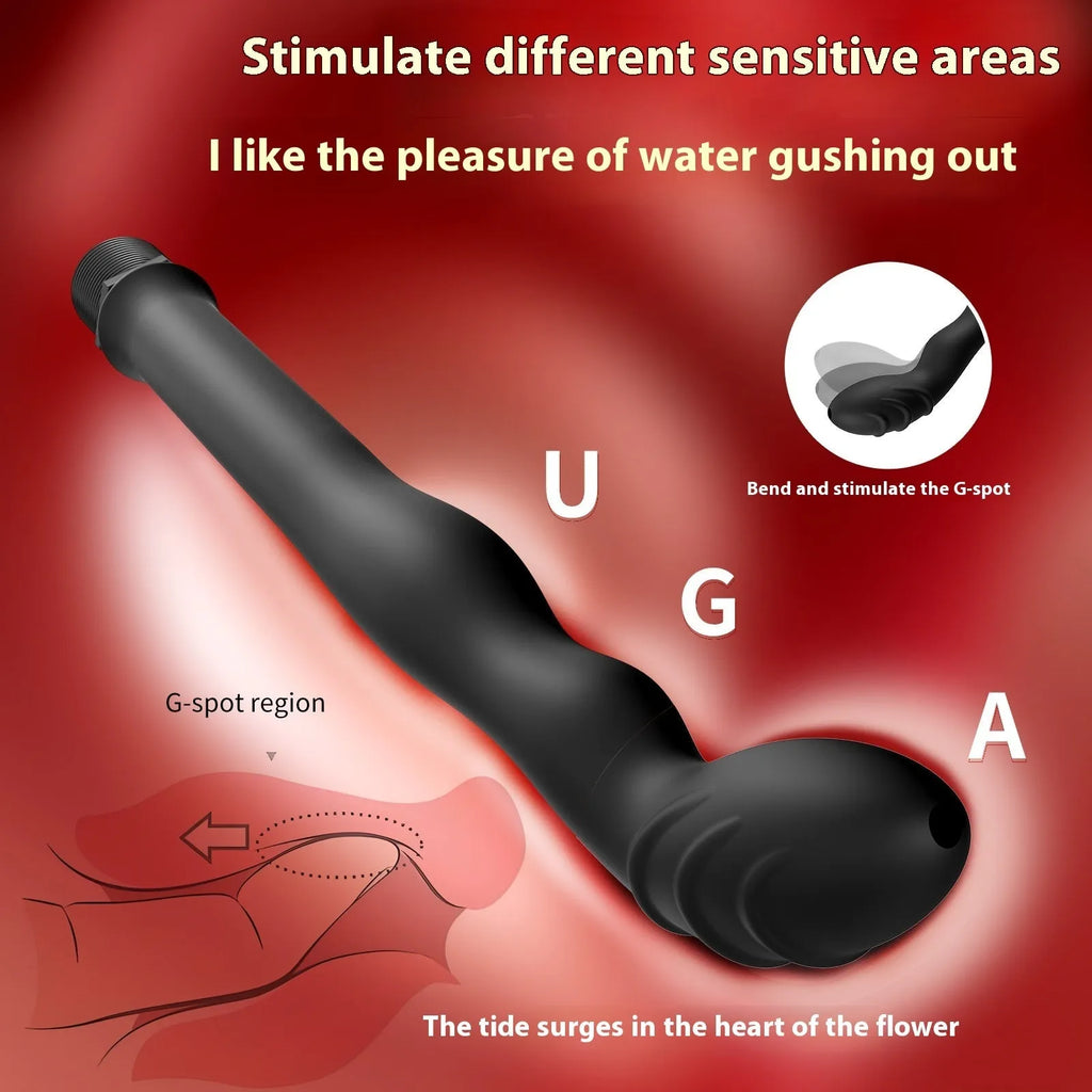Black silicone hosepipe flusher with sausage filler design shown in large and small size options