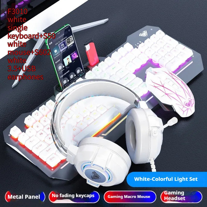 F3010 mechanical keyboard and S50 mouse bundle with LED lighting in black or white colour options