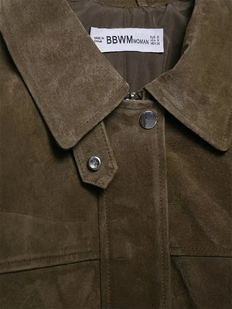Women's PU jacket in Japanese Korean casual style with medium thickness construction