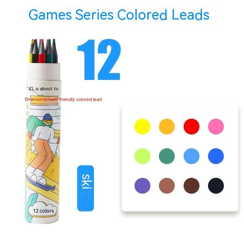 Zhenglin Sports colour pencils in 24 or 36 colour sets with paper barrels for children's art projects