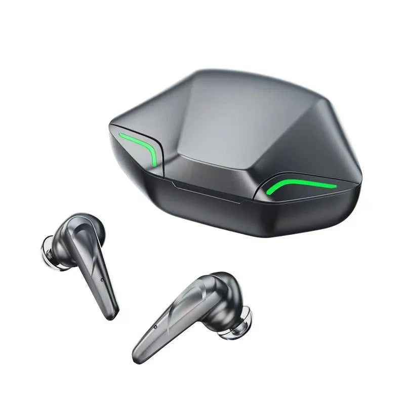 Wireless Bluetooth gaming headset with charging cabin in black, grey, white, or yellow colours.