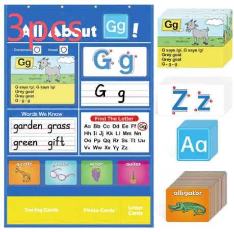 Creative letters learning sleeve table chart with alphabet cards and song set for children