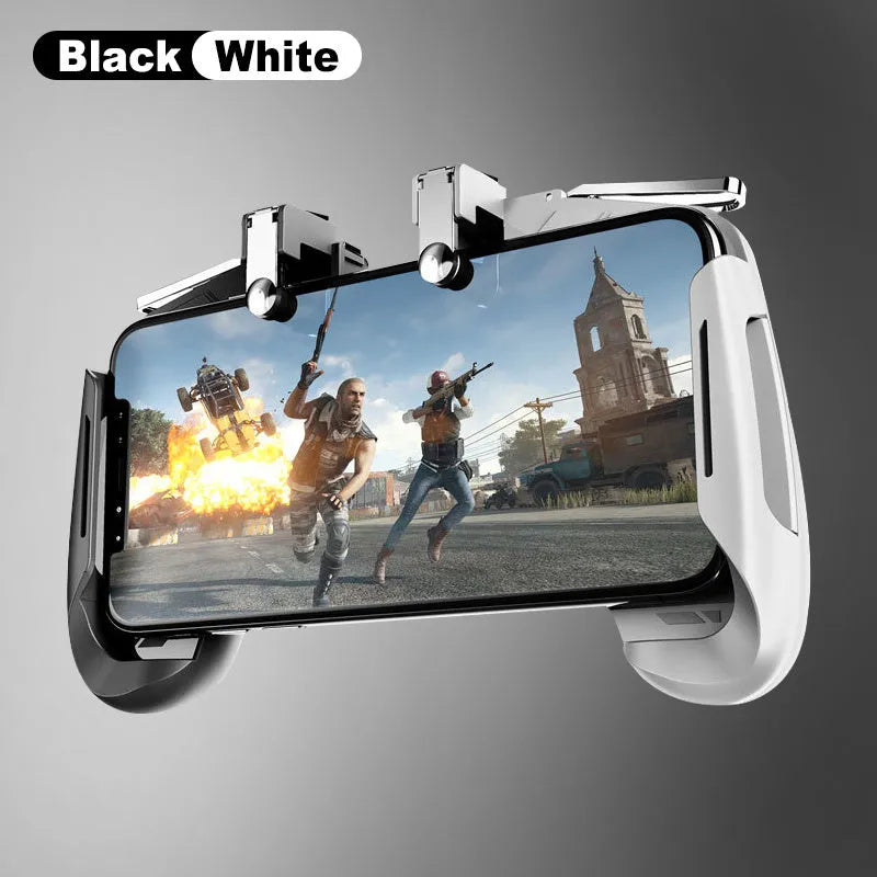 AK16 extendable L1 R1 trigger gamepad controller clamped onto a mobile phone