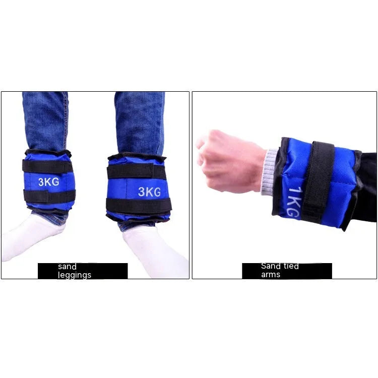 Pair of Oxford cloth legging sandbags for track and field running training with adjustable weights
