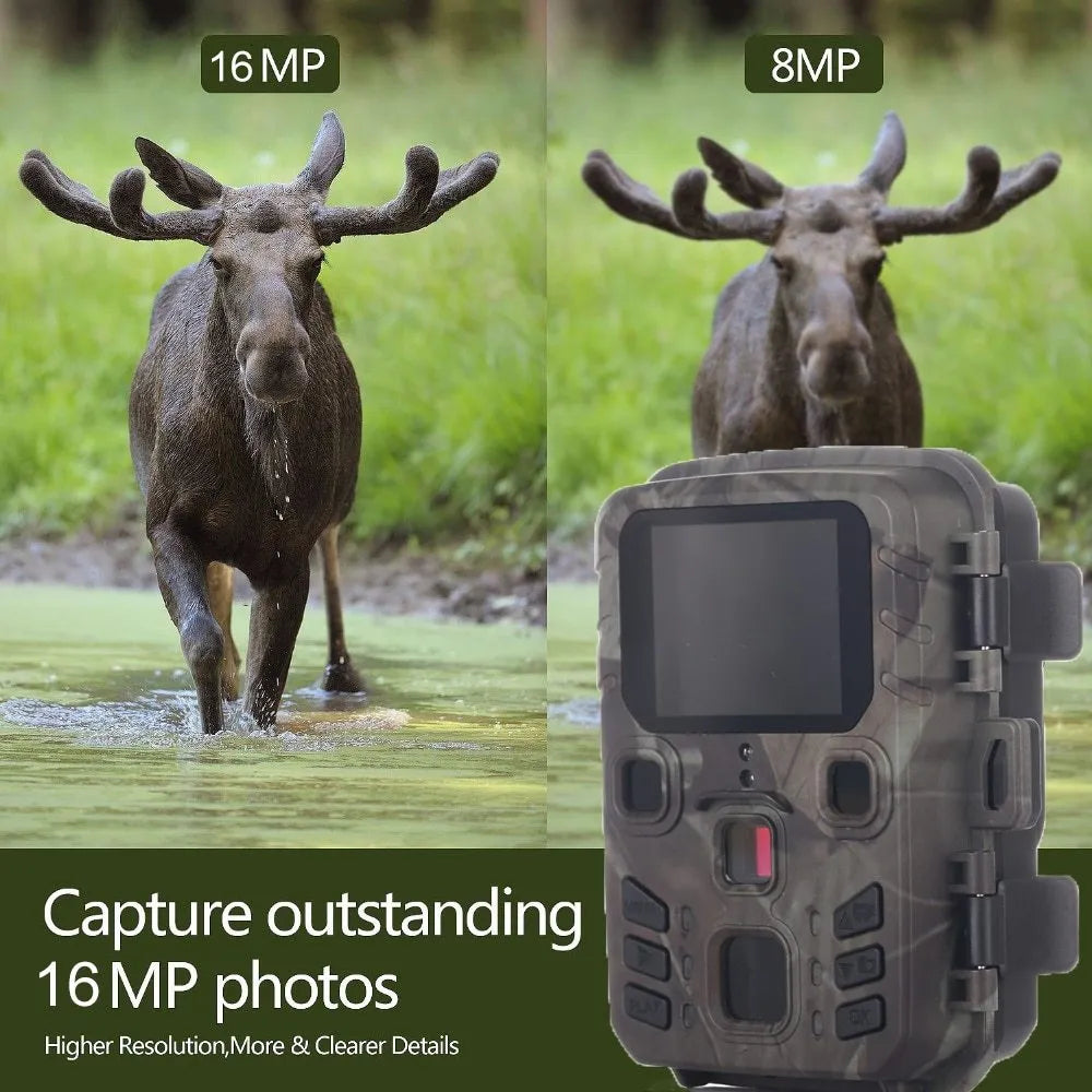 Black monitoring infrared night vision device with 12 megapixel sensor and TF card slot