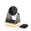 Three-in-one magnetic wireless charger with small night lamp in black, 118x104x78mm
