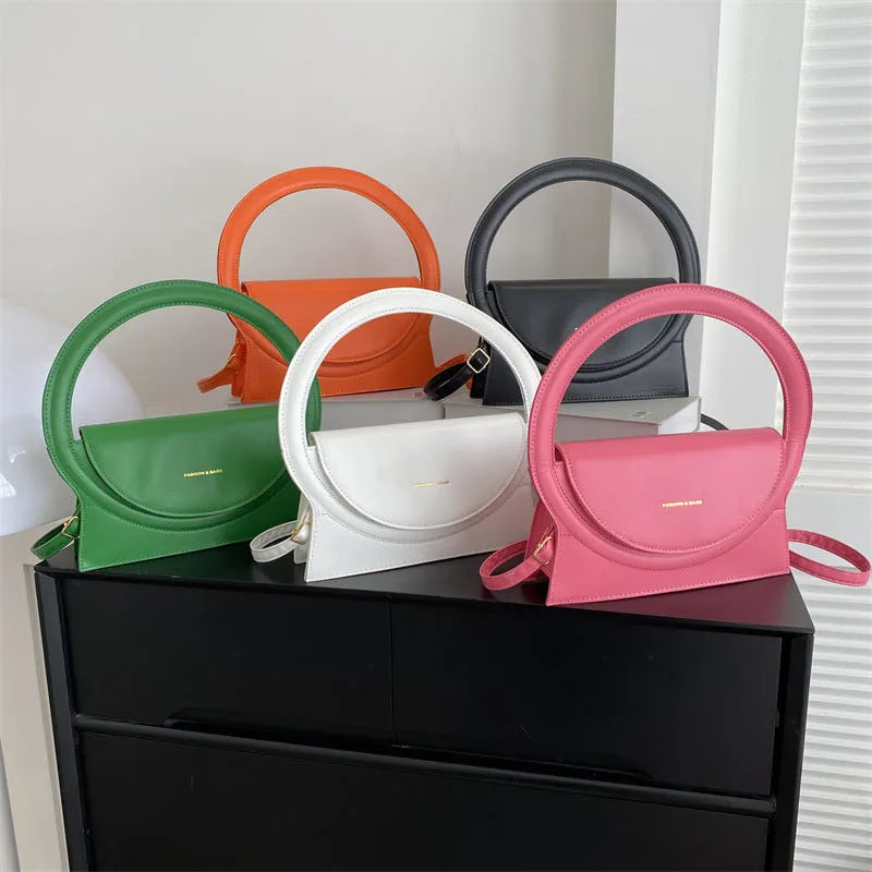 PU shoulder messenger bag in horizontal square shape with stitching detail