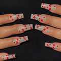 JP1601 French Love design artificial press-on nails, 24 pieces on an armour sheet with glue.