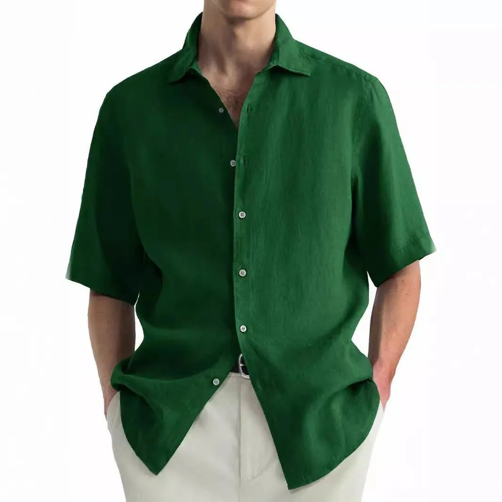 Men's green washed cotton cardigan shirt with regular fit, pure cotton fabric, available in sizes up to 5XL