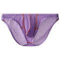 Men's low waist briefs in solid colour with ice silk fabric and lace trim details