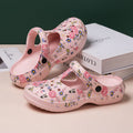 Women's yellow peony EVA hole sandals with round toe and low-top slip-on design